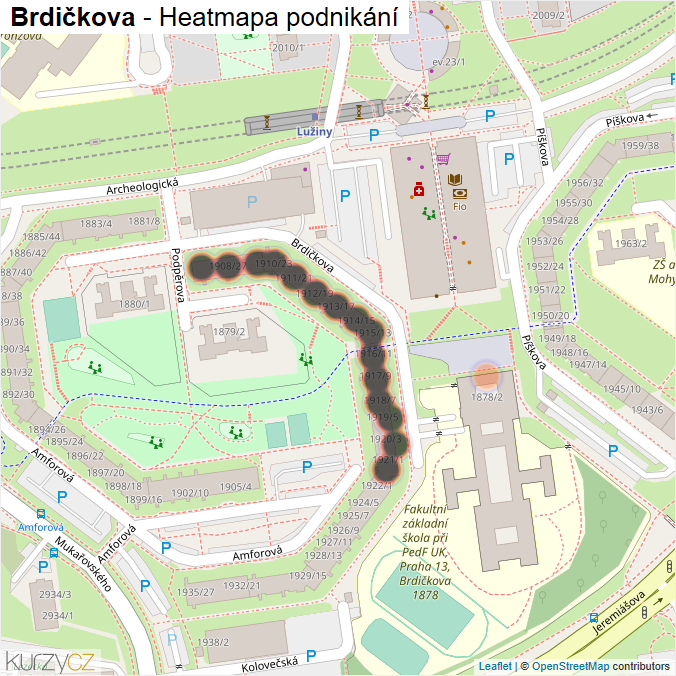 Mapa Brdičkova - Firmy v ulici.