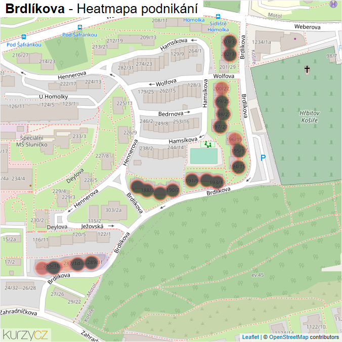Mapa Brdlíkova - Firmy v ulici.