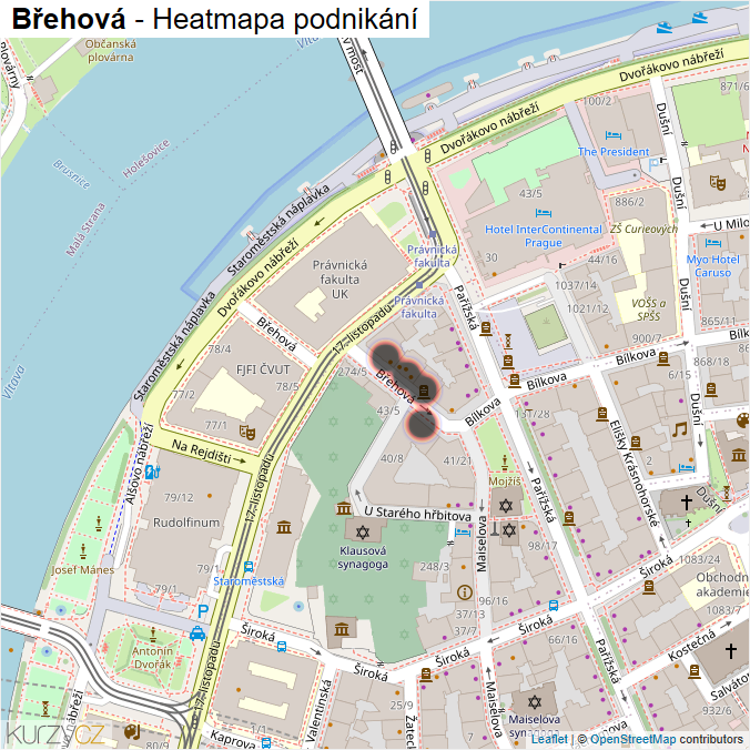 Mapa Břehová - Firmy v ulici.