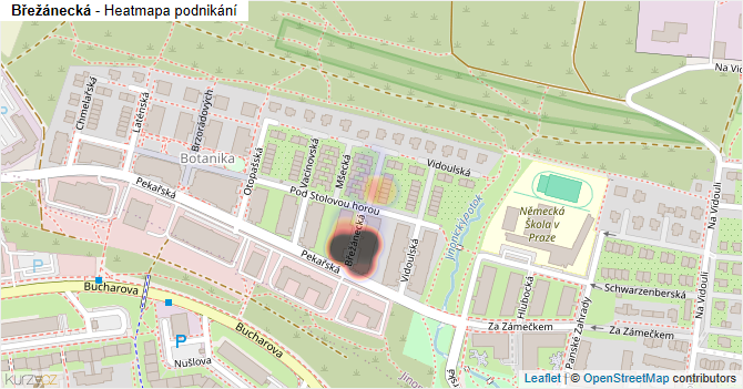 Břežánecká - mapa podnikání