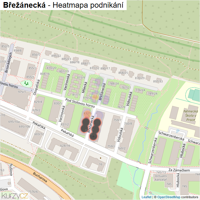 Mapa Břežánecká - Firmy v ulici.