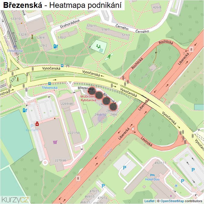 Mapa Březenská - Firmy v ulici.