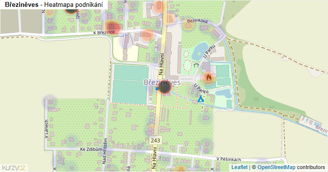 Březiněves - mapa podnikání