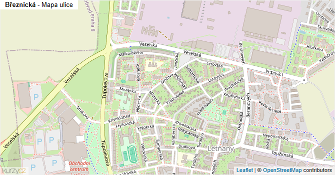 Březnická - mapa ulice