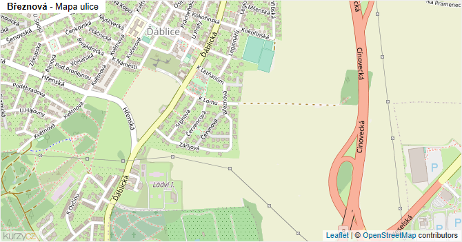 Březnová - mapa ulice