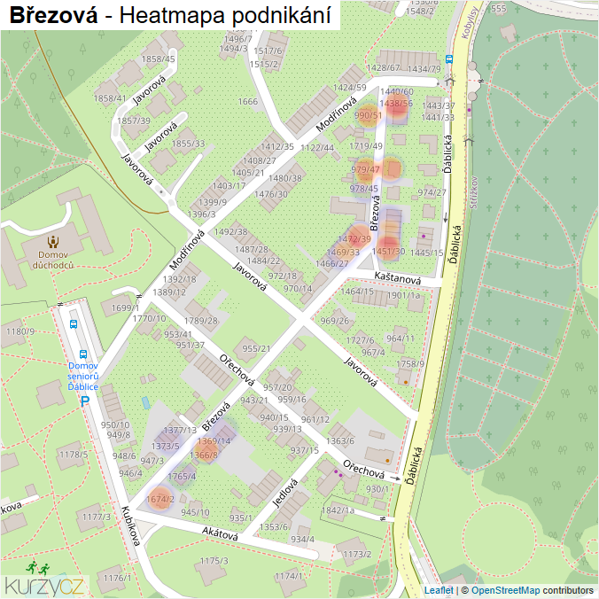 Mapa Březová - Firmy v ulici.