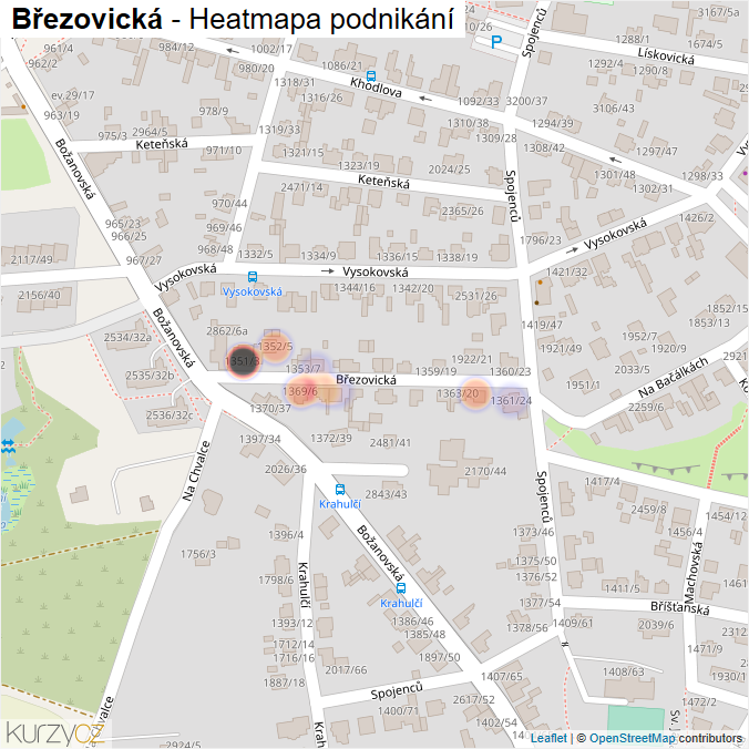 Mapa Březovická - Firmy v ulici.