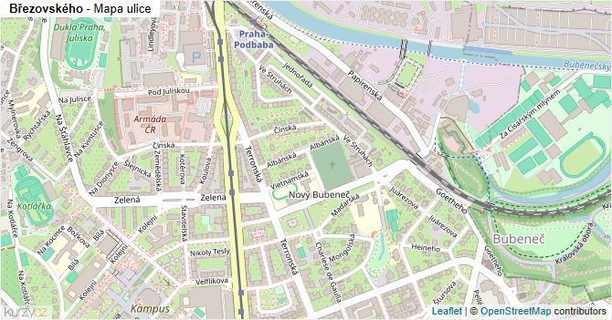 Březovského - mapa ulice