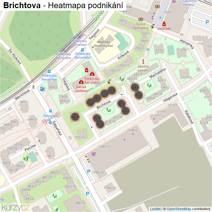Mapa Brichtova - Firmy v ulici.