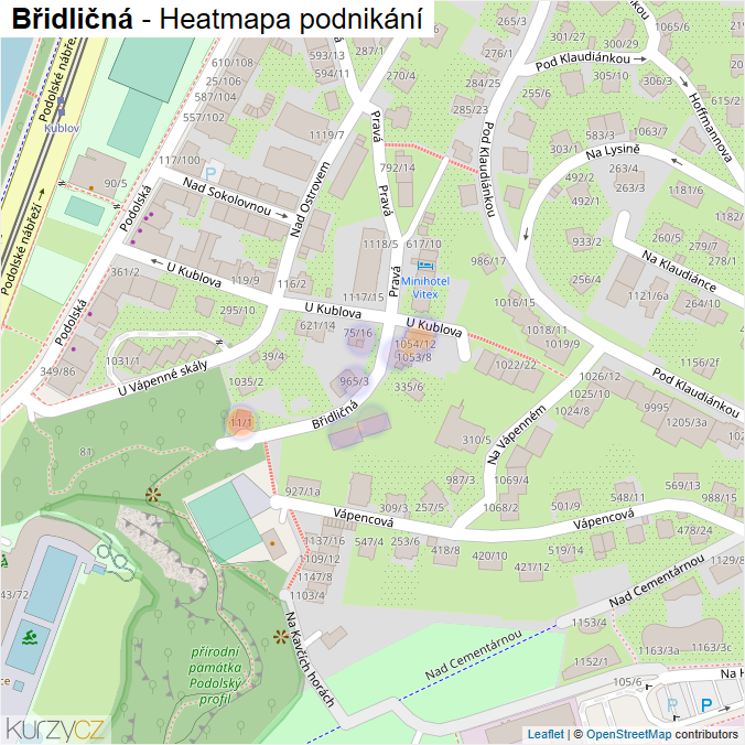 Mapa Břidličná - Firmy v ulici.