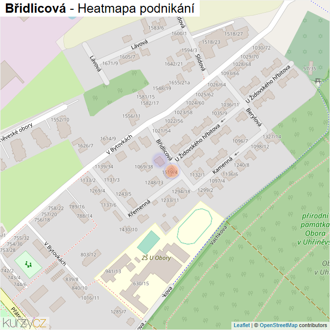 Mapa Břidlicová - Firmy v ulici.