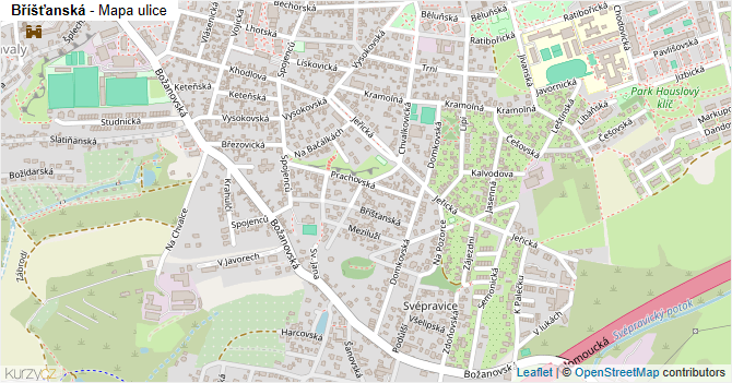 Bříšťanská - mapa ulice