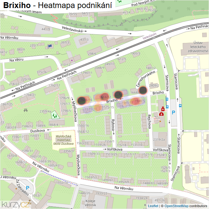 Mapa Brixiho - Firmy v ulici.