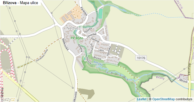 Břízova - mapa ulice