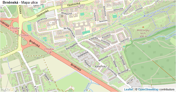 Brněnská - mapa ulice