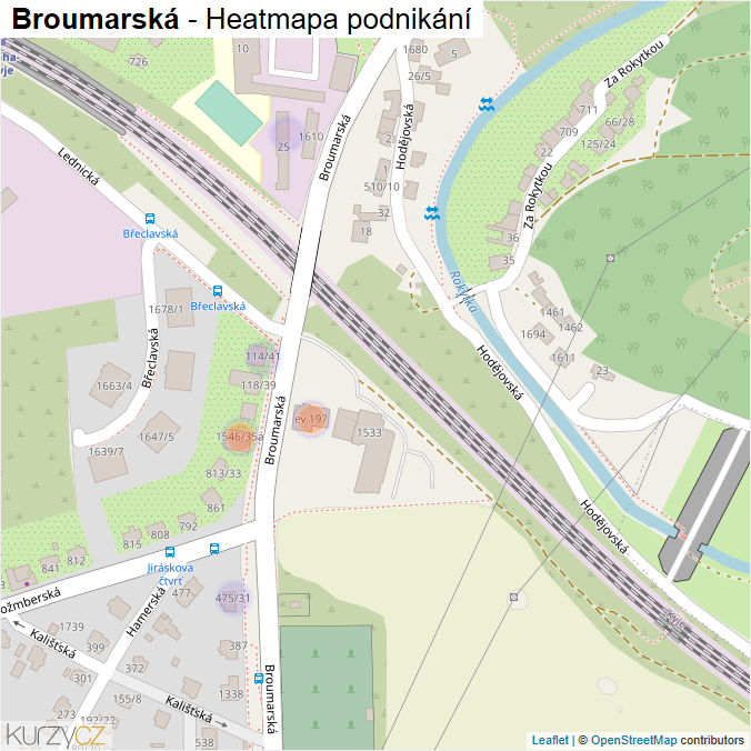 Mapa Broumarská - Firmy v ulici.