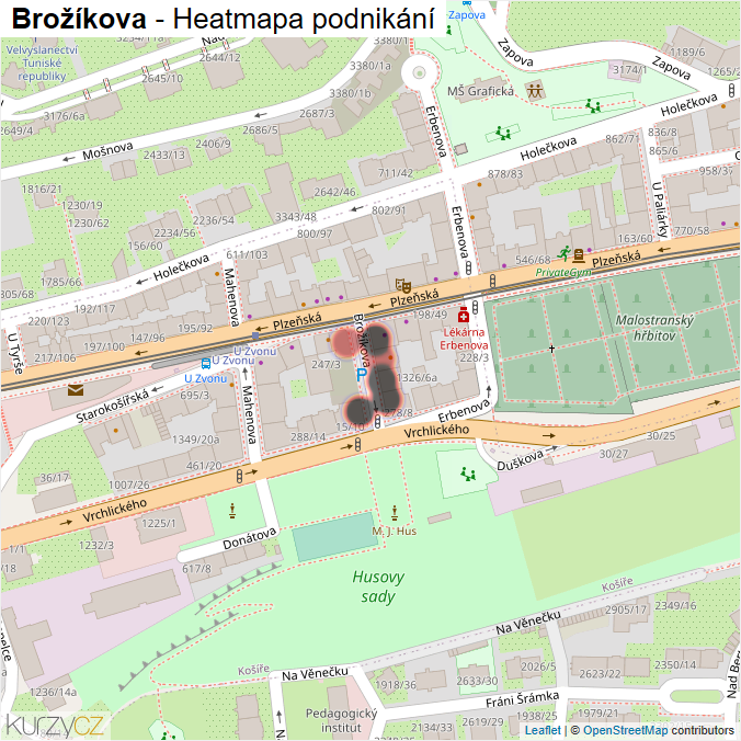 Mapa Brožíkova - Firmy v ulici.