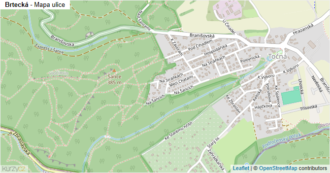 Brtecká - mapa ulice