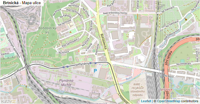 Brtnická - mapa ulice