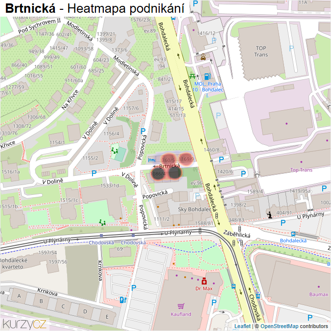 Mapa Brtnická - Firmy v ulici.