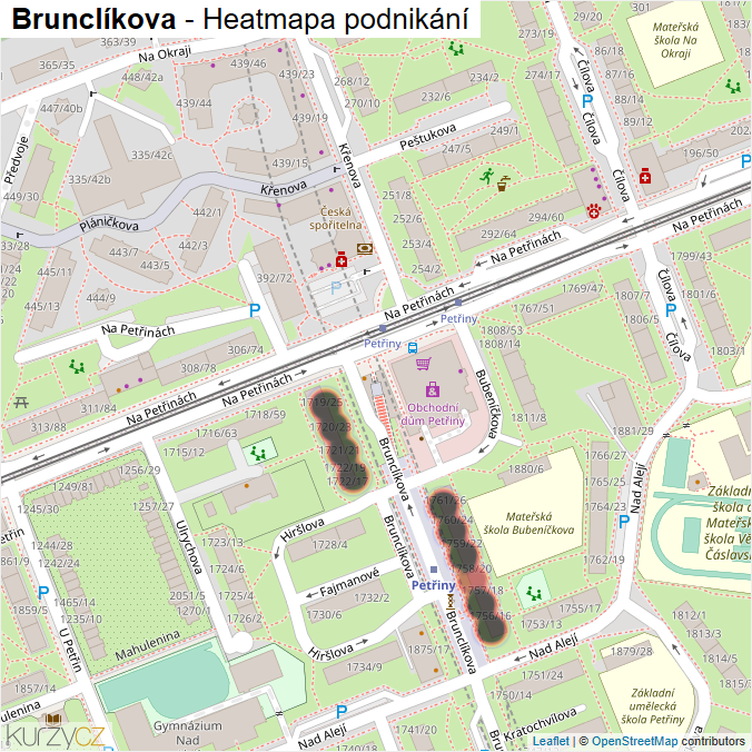 Mapa Brunclíkova - Firmy v ulici.