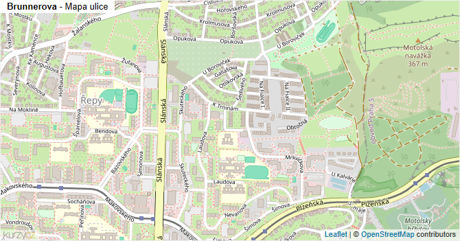 Brunnerova - mapa ulice