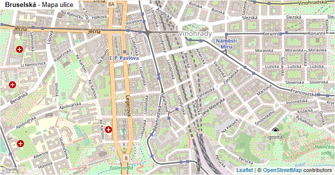 Bruselská - mapa ulice
