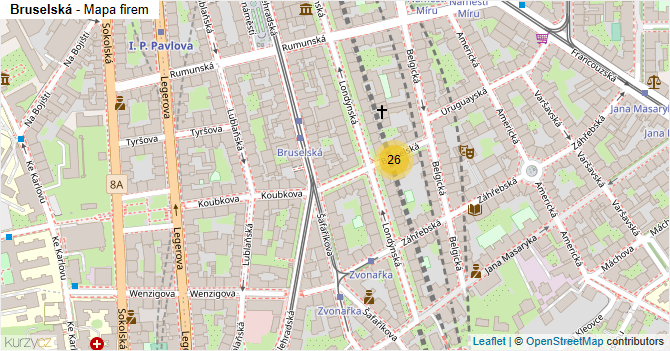 Bruselská - mapa firem