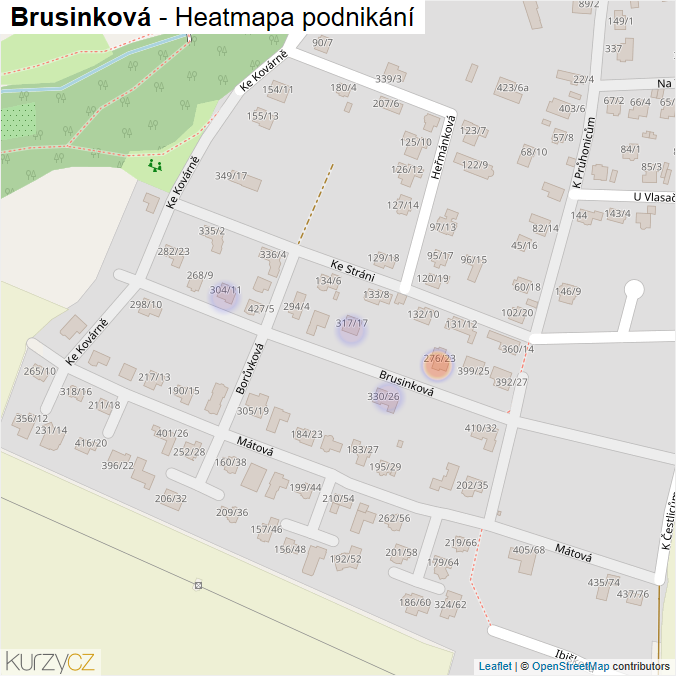 Mapa Brusinková - Firmy v ulici.