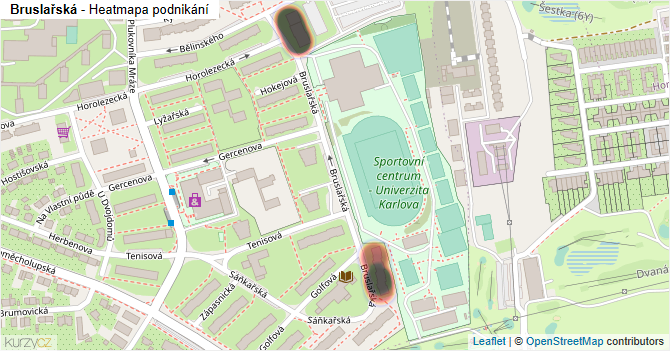Bruslařská - mapa podnikání
