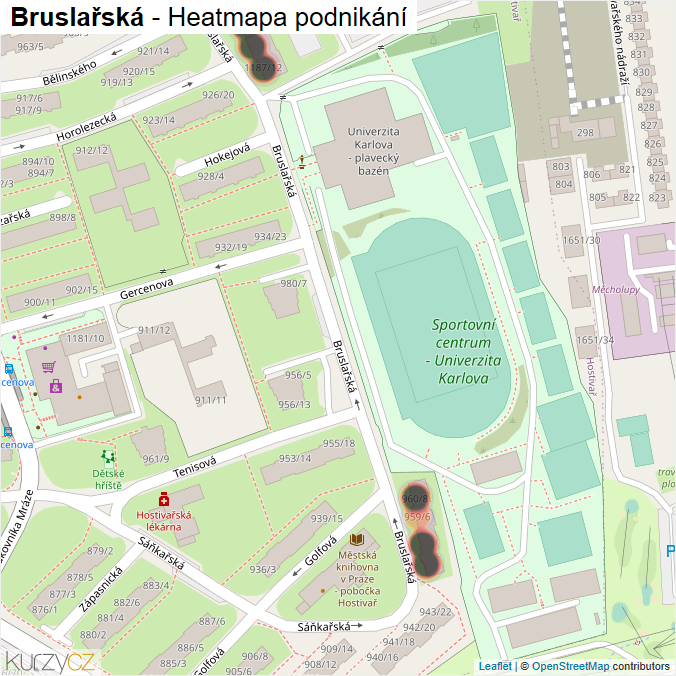Mapa Bruslařská - Firmy v ulici.