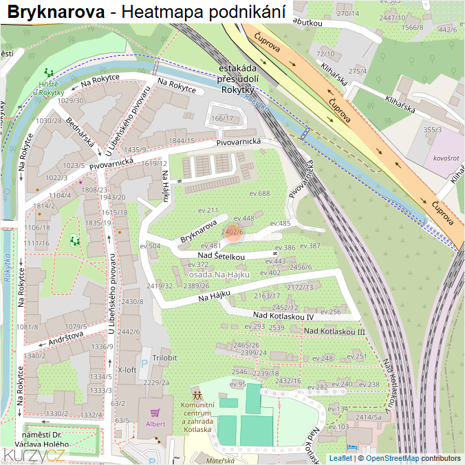 Mapa Bryknarova - Firmy v ulici.