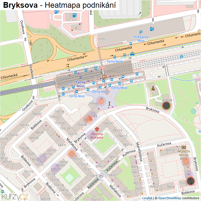 Mapa Bryksova - Firmy v ulici.