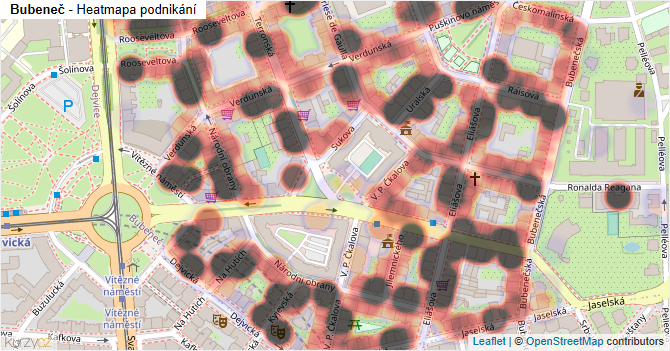 Bubeneč - mapa podnikání