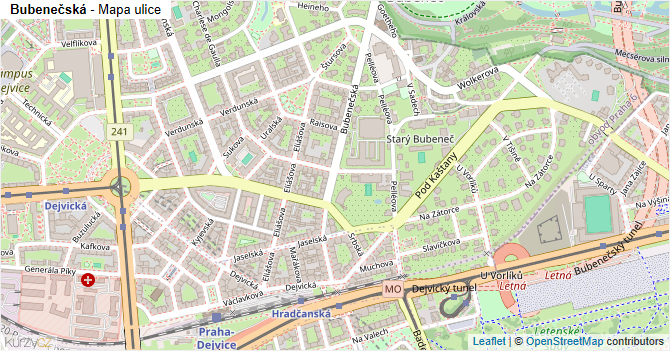 Bubenečská - mapa ulice