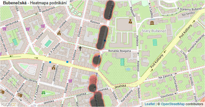 Bubenečská - mapa podnikání