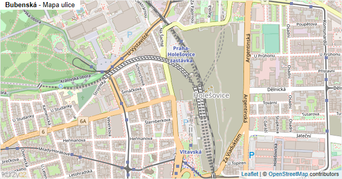 Bubenská - mapa ulice