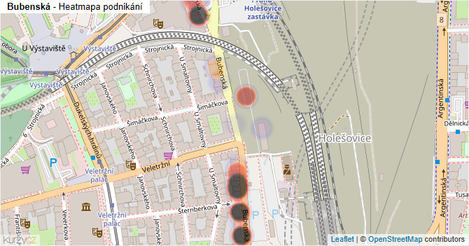 Bubenská - mapa podnikání