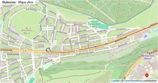 Bubnova - mapa ulice