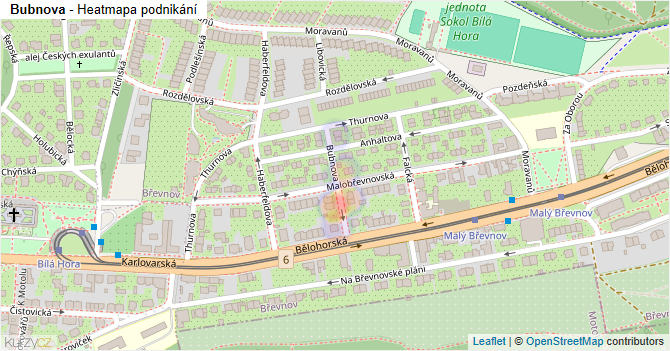 Bubnova - mapa podnikání
