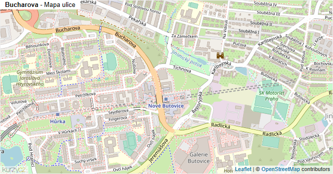 Bucharova - mapa ulice