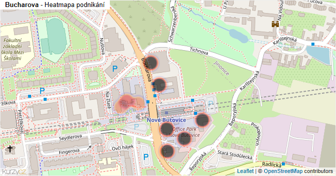 Bucharova - mapa podnikání