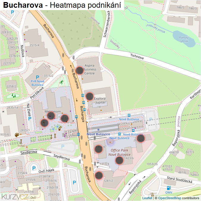 Mapa Bucharova - Firmy v ulici.
