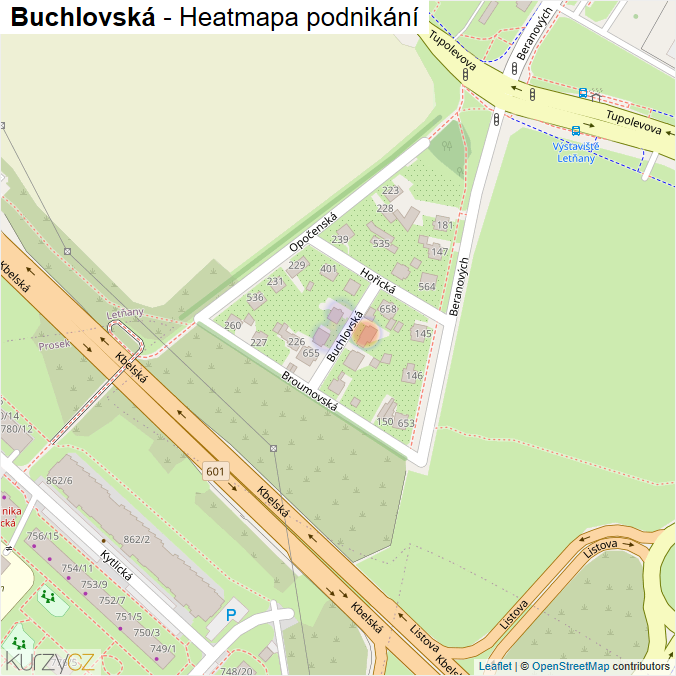 Mapa Buchlovská - Firmy v ulici.