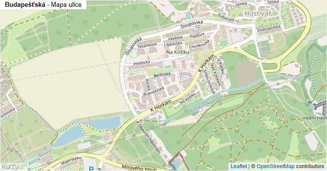 Budapešťská - mapa ulice