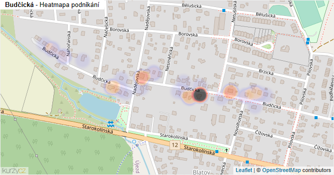 Budčická - mapa podnikání