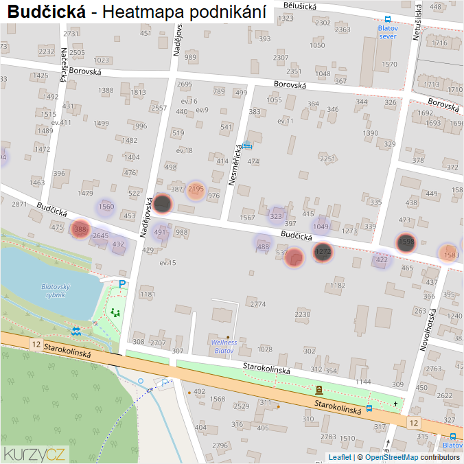 Mapa Budčická - Firmy v ulici.