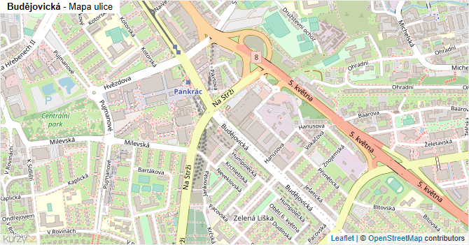 Budějovická - mapa ulice