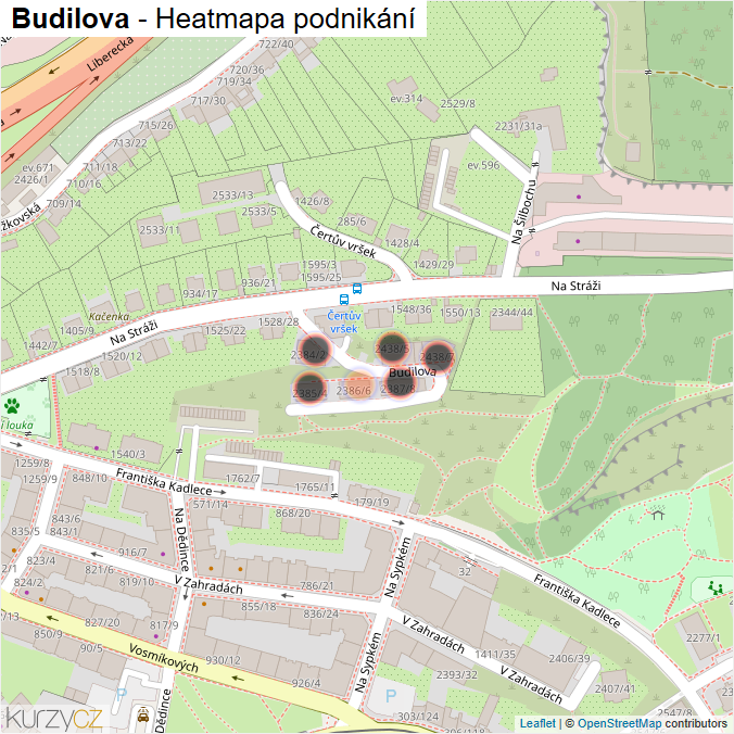 Mapa Budilova - Firmy v ulici.