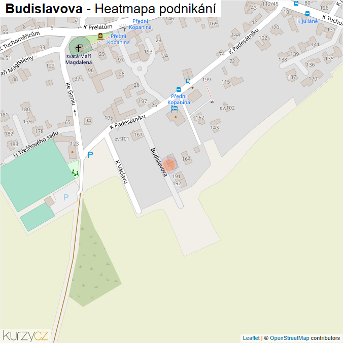 Mapa Budislavova - Firmy v ulici.